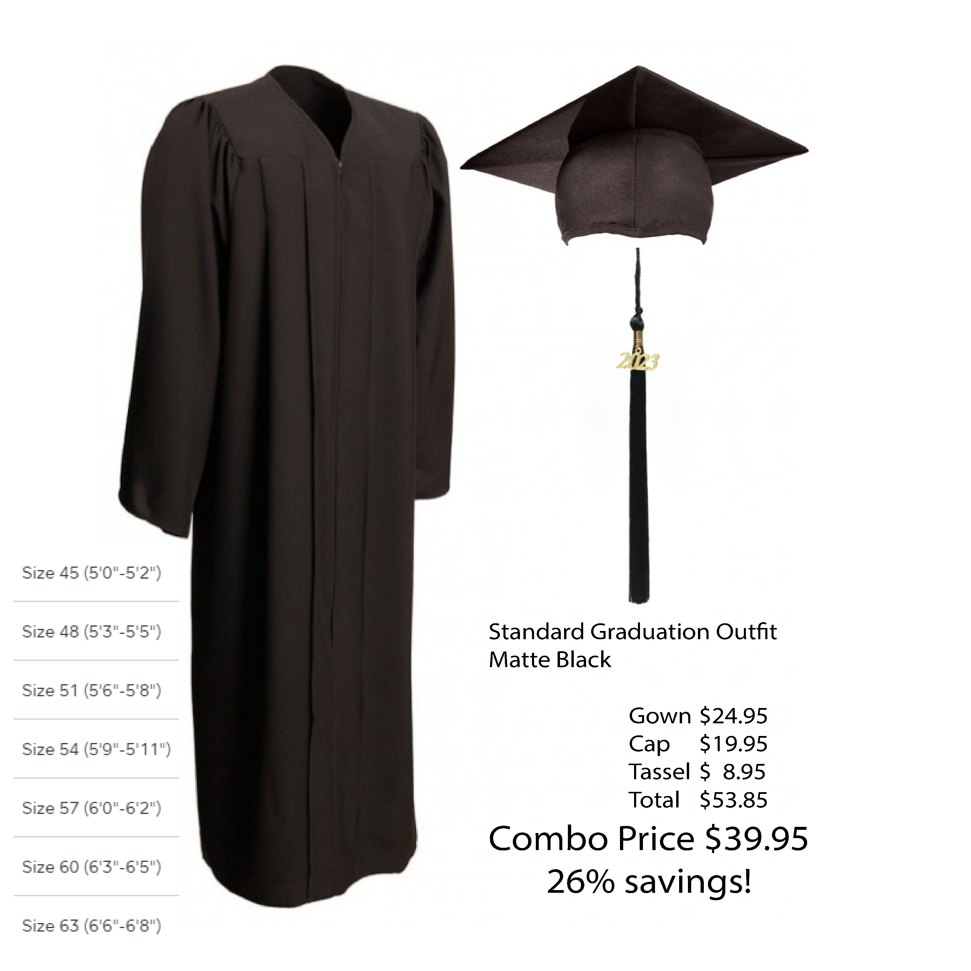 2023 Adult Graduation Gown Long Sleeve University Academic Zip Closure Graduation  Gown Robe Caps Set - AliExpress